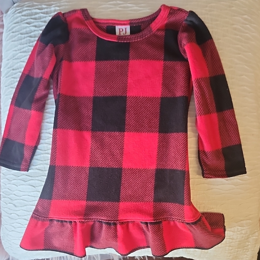 PJ Kids Plaid Red and Black Nightgown